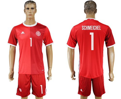 Danmark #1 Schmeichel Red Home Soccer Country Jersey - Click Image to Close